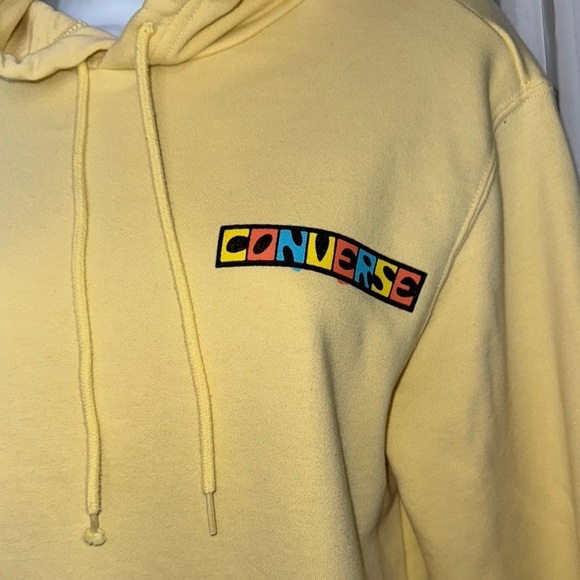 Converse Yellow Fleece Hoodie Sweatshirt - Picture 2 of 8
